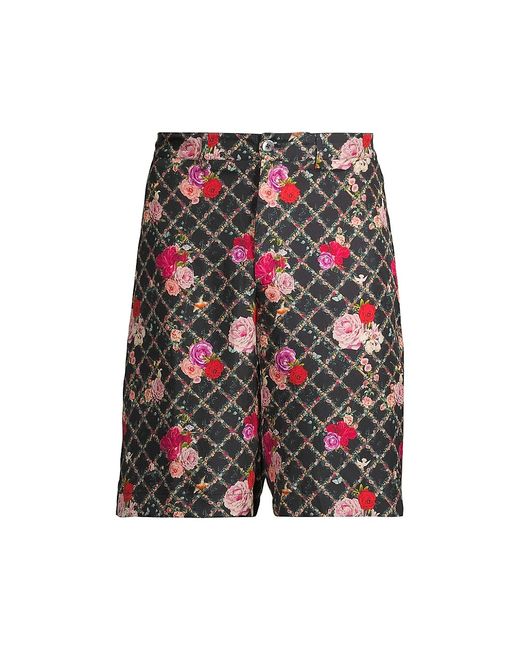 Camilla Floral Grid Silk Shorts