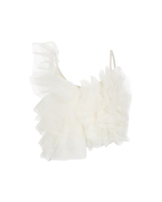 LaMarque Ruffled Tulle One-Shoulder Top