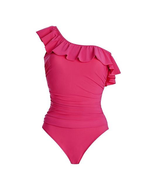 Gottex Swimwear Tutti Frutti Ruffled One-Shoulder One-Piece Swimsuit