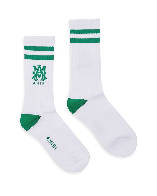 Amiri Logo Striped Cotton-Blend Socks