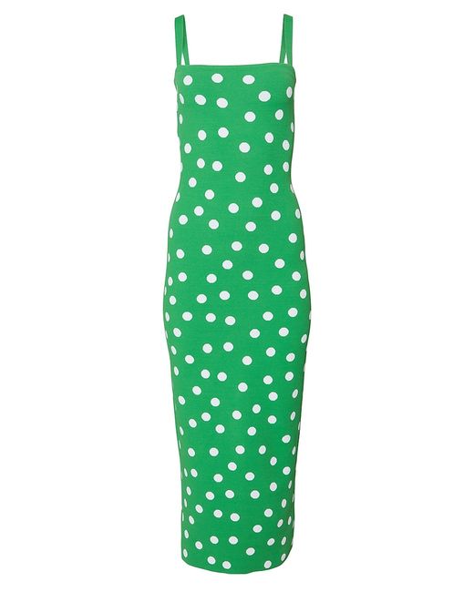 Carolina Herrera Polka Dot Knit Column Midi-Dress