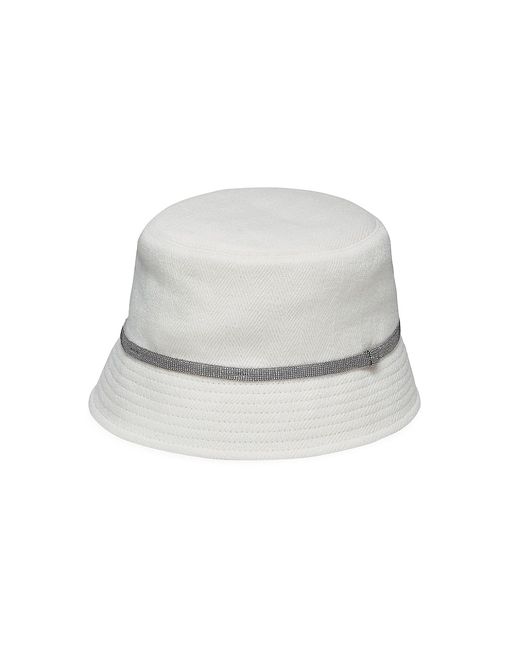 Brunello Cucinelli And Linen Chevron Bucket Hat With Shiny Band