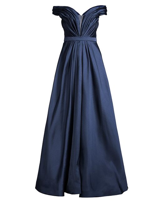 Basix Pleated Off-The-Shoulder Gown