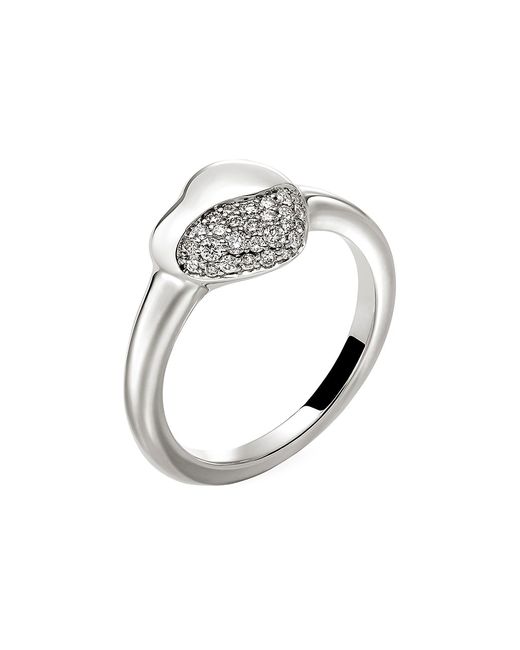 John Hardy Pebble Sterling 0.22 TCW Diamond Heart Ring