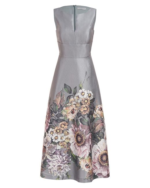 Kay Unger Marlene Organza Floral Midi-Dress