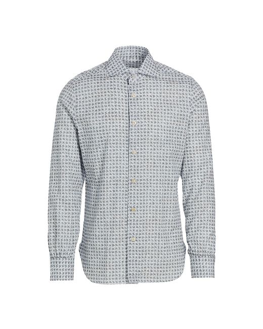 Kiton Abstract Cotton Button-Front Shirt