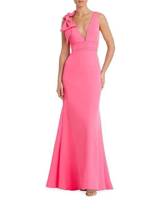 Mac Duggal Bow V-Neck A-Line Gown