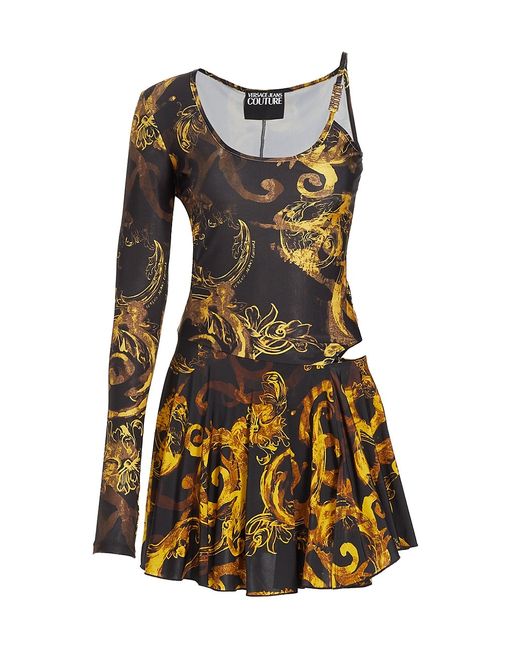 Versace Jeans Couture Barocco-Print Stretch Cut-Out Minidress