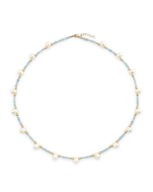 Jia Jia Arizona 14K Gold Aquamarine Natural Pearl Beaded Necklace