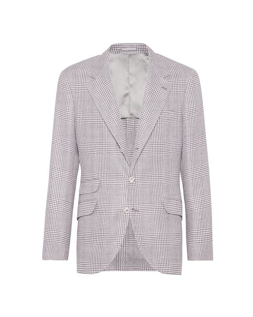 Brunello Cucinelli Wool And Silk Prince Of Wales Deconstructed Cavallo Blazer