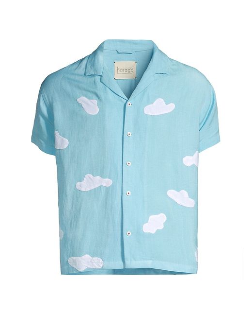 Harago Craft Heritage Cloud Appliqué Linen Camp Shirt