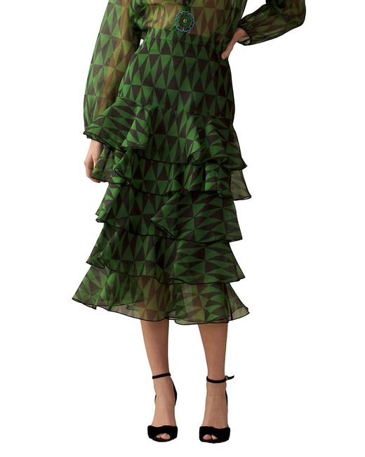 Cynthia Rowley Geometric Organza Midi Skirt