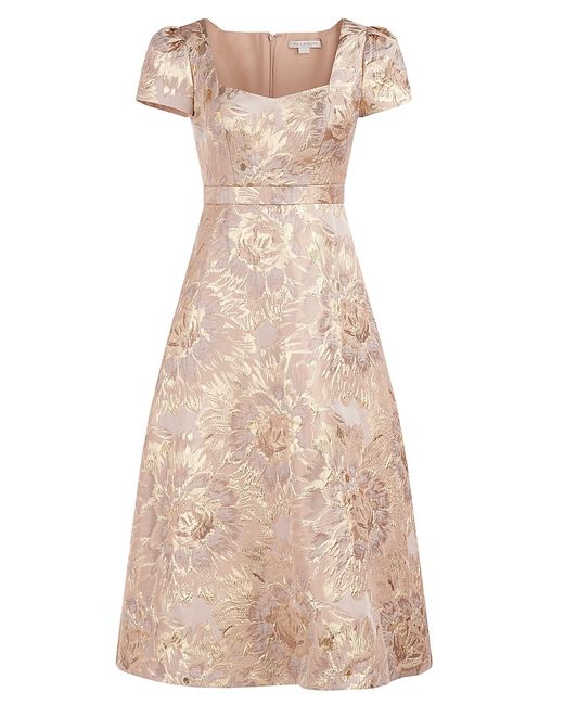 Kay Unger Finleigh Metallic Floral Midi-Dress