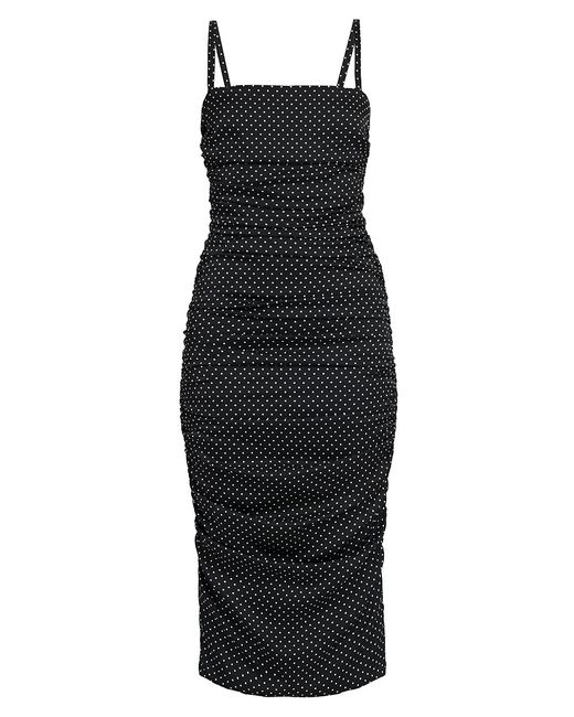 Dolce & Gabbana Micro Dot Ruched Midi-Dress