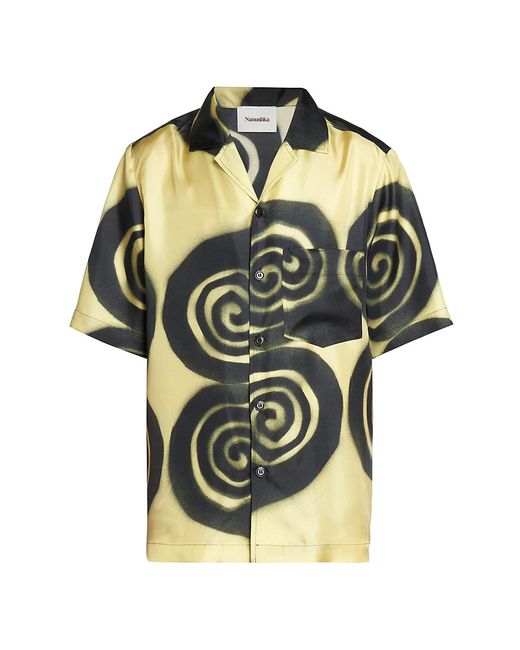 Nanushka Bodil Spiral Silk Button-Front Shirt