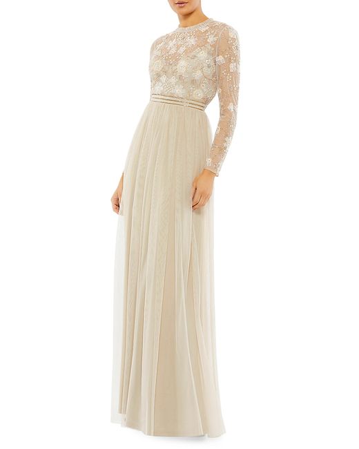Mac Duggal Embellished Long-Sleeve Gown