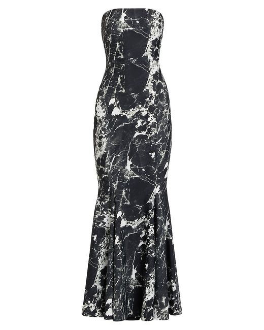 Norma Kamali Marble Strapless Fishtail Gown