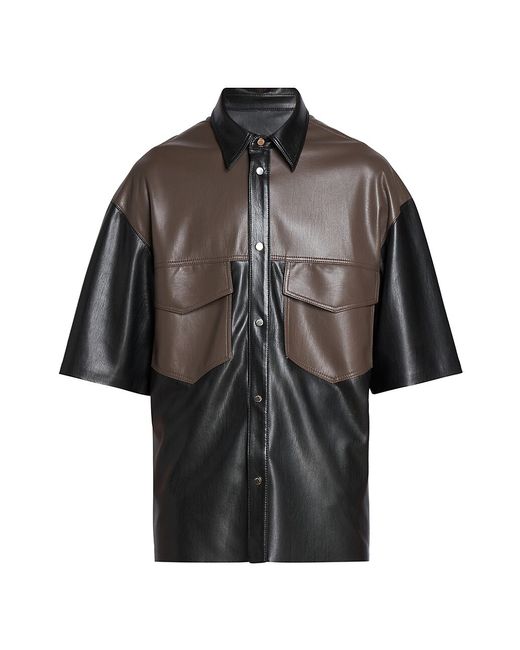 Nanushka Mance Faux Leather Button-Front Shirt
