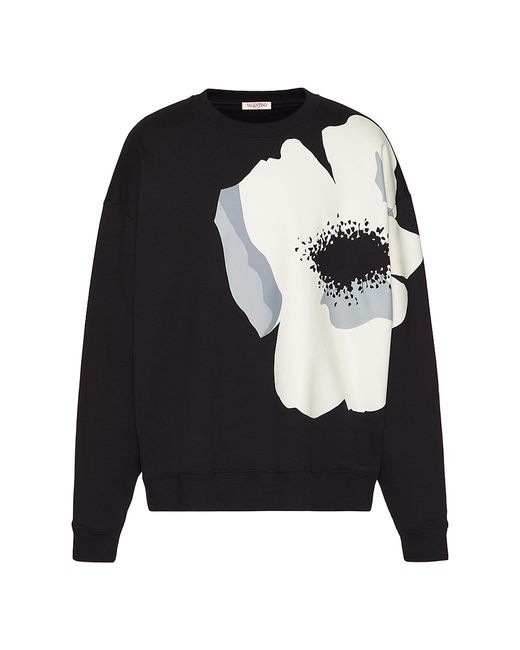 Valentino Garavani Cotton Crewneck Sweatshirt With Flower Portrait Print
