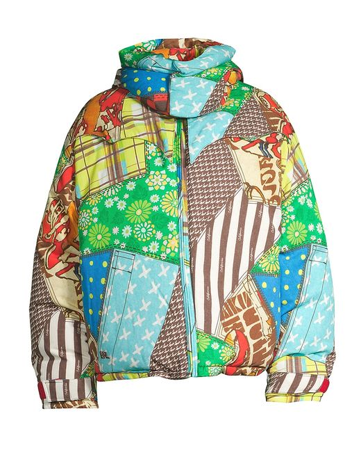 Erl Cowboy Snowboard Patchwork Hooded Down Jacket