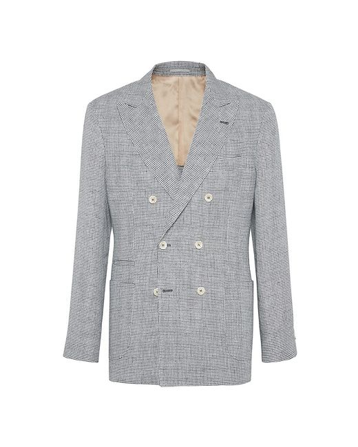 Brunello Cucinelli Houndstooth One And A Half Breasted Deconstructed Blazer With Patch Pockets