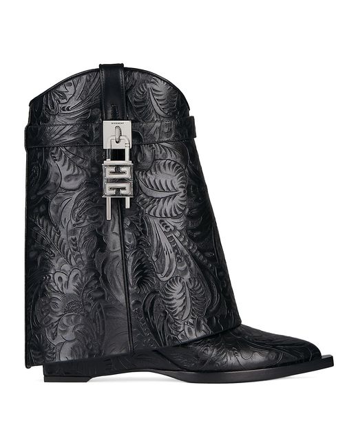 Givenchy Shark Lock Cowboy Ankle Boots Western Leather