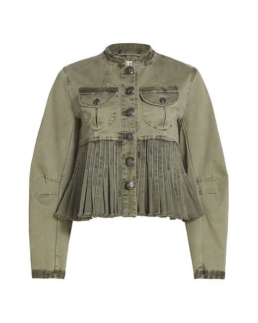 Free People Cassidy Pleated Stretch Button-Up Jacket