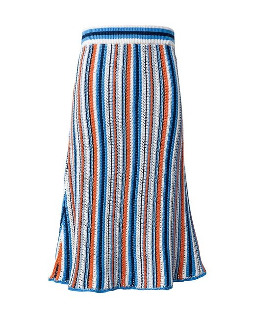 Akris Punto Stripe Cotton Midi-Skirt