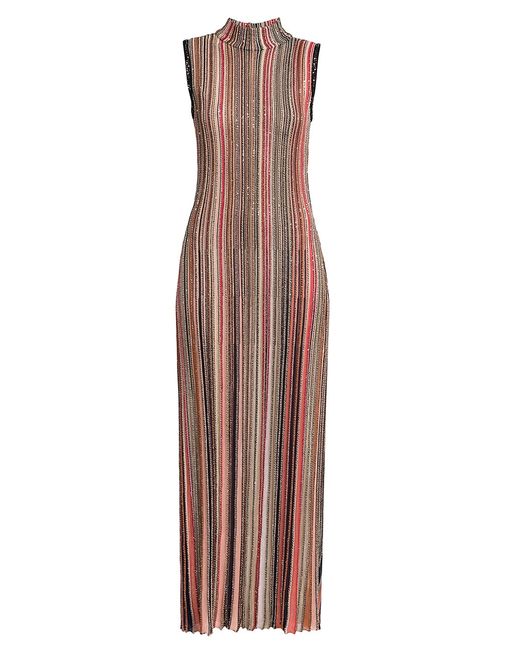 Missoni Sleeveless Embellished Stripe Knit Maxi Dress
