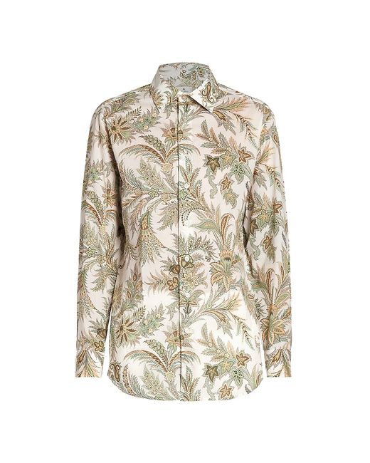 Etro Olive Branch Paisley Button-Front Shirt