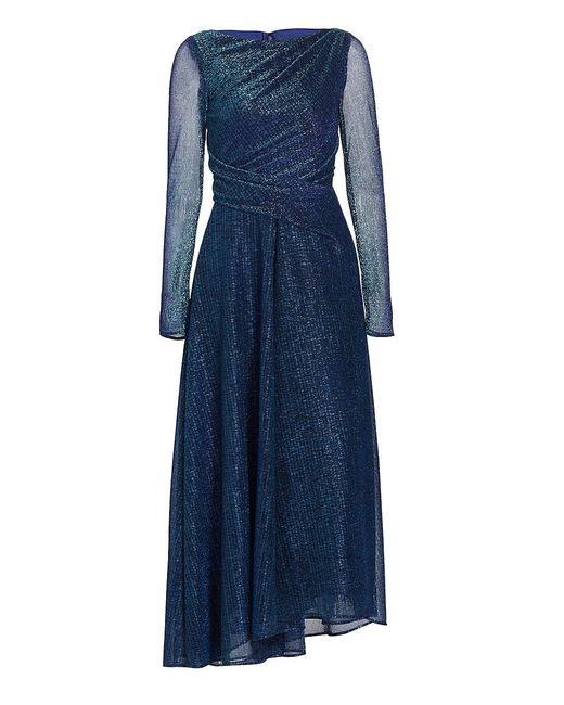 Talbot Runhof Matrix Metallic Long-Sleeve Cocktail Dress