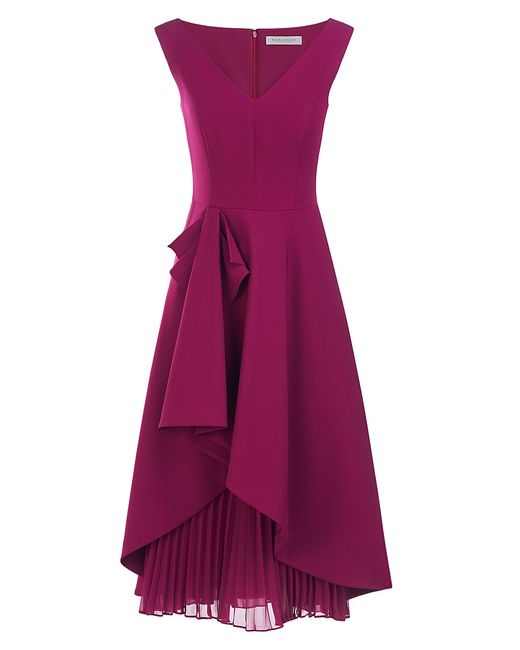 Kay Unger Begonia Ruffled A-Line Midi-Dress