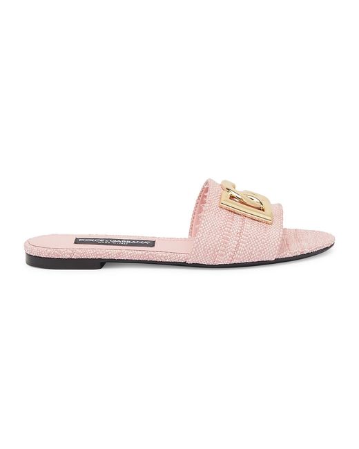 Dolce & Gabbana Raffia DG Slides Sandals