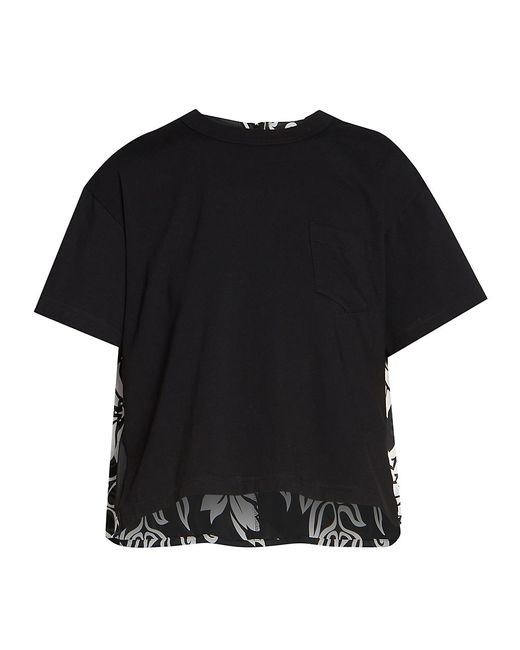 Sacai Floral Pleated-Back T-Shirt Small