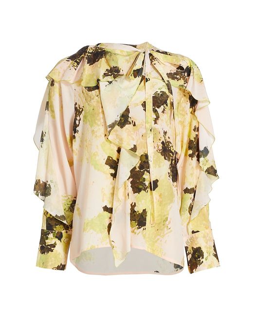 Victoria Beckham Abstract Ruffle-Trimmed Blouse