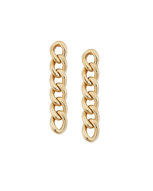 Oradina 14K Solid Gold Carmine Curb Drop Earrings