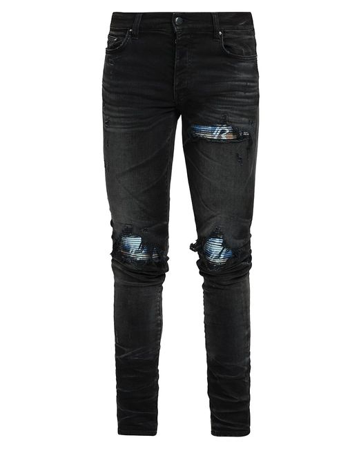 Amiri Mx1 Plaid-Lined Five-Pocket Jeans