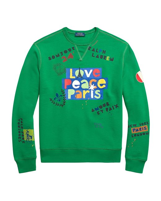 Polo Ralph Lauren Love Peace Fleece Crewneck Sweatshirt Medium