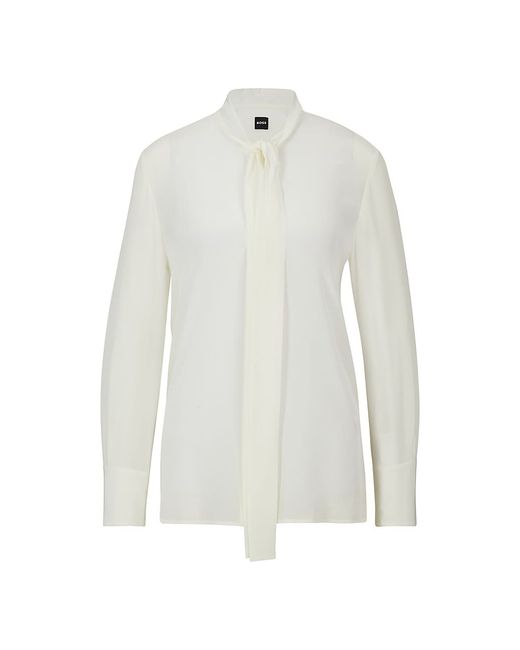 Boss Relaxed-Fit Blouse Washed with Tie Collar