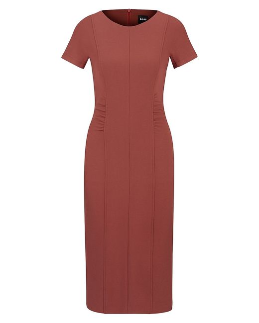 Boss Slit-Front Business Dress with Gathered Details