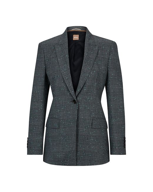 Boss Slim-Fit Jacket Italian Slub Wool-Blend Twill
