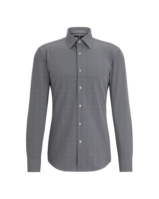 Boss Slim-Fit Shirt Structured Performance-Stretch Fabric