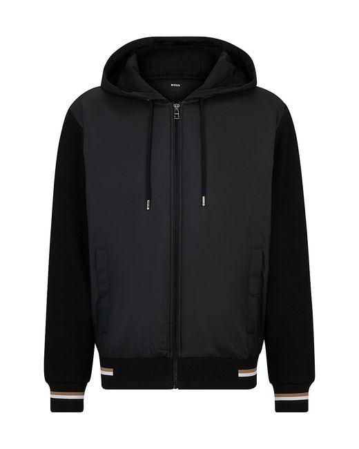 Boss Mixed-Material Zip-Up Hoodie Large