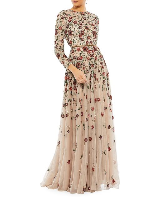 Mac Duggal Floral Sequined Gown