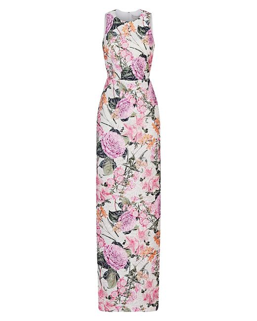 Kay Unger Briar Floral Lace Column Gown