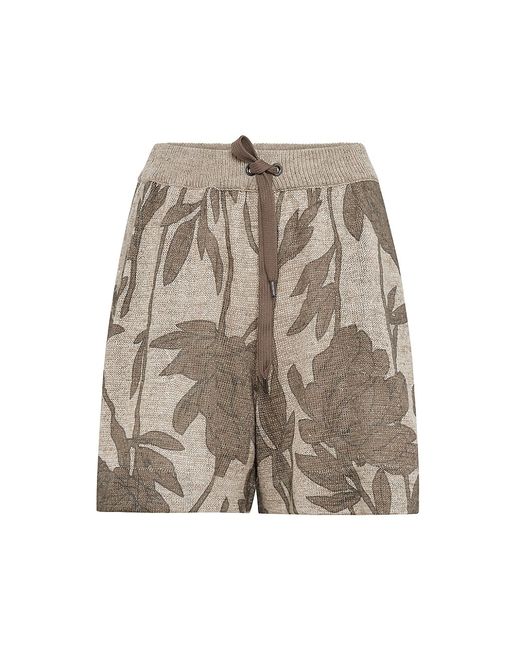 Brunello Cucinelli Magnolia Print and Silk Knit Bermuda Shorts