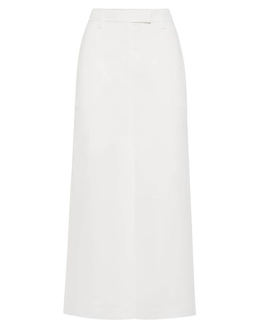Brunello Cucinelli Viscose and Linen Fluid Twill Sartorial Column Skirt