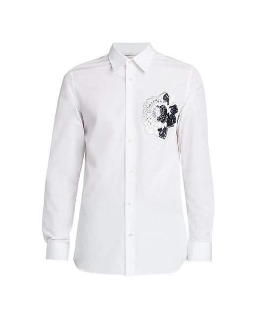 Alexander McQueen Flower-Embroidered Button-Front Shirt