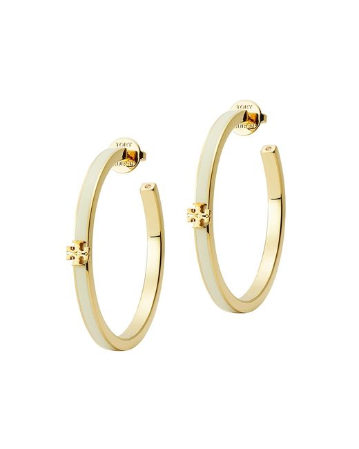 Tory Burch 18K Gold-Plated Enamel Kira Hoop Earrings