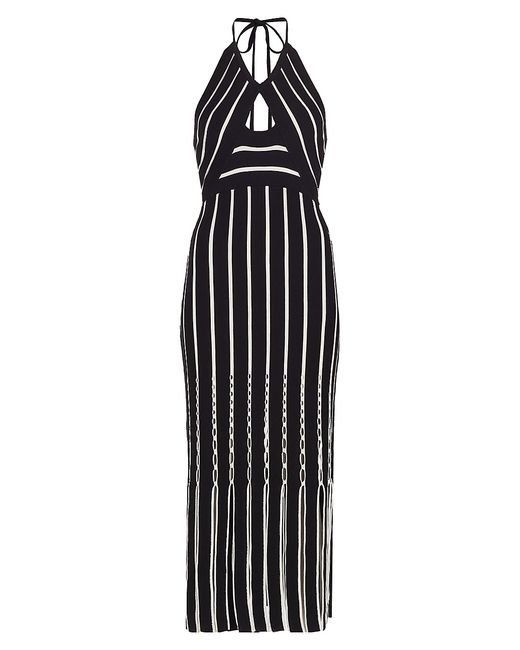 Ramy Brook Frida Fringed Striped Halterneck Midi-Dress